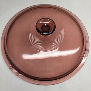Pyrex Vision Lid Cranberry Replacement Glass‎ Cookware Pan Cover Marked V12C Vtg